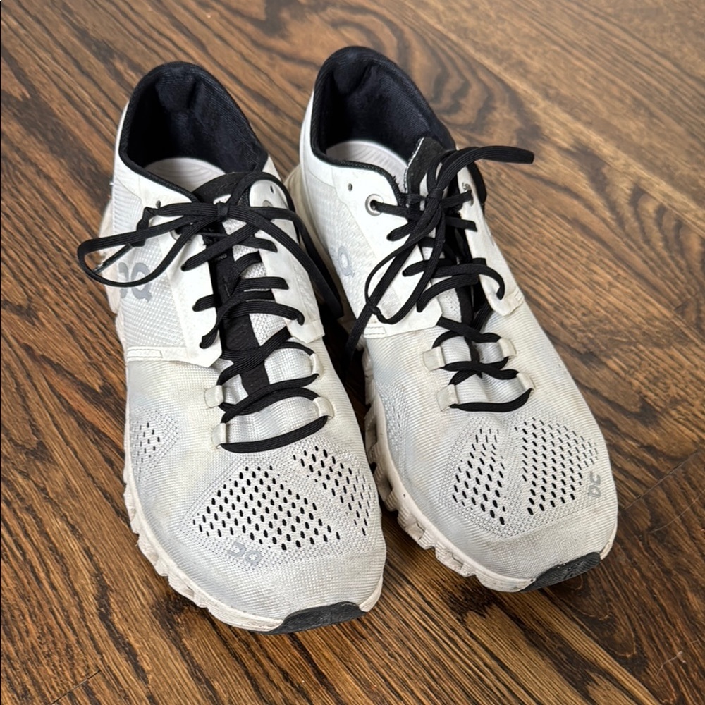 On Running White and Black Athletic Shoes with Breathable Mesh